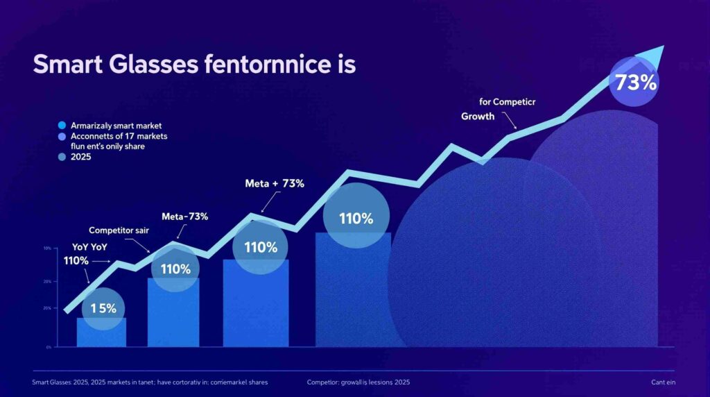 Smart glasses market share infographic showing Meta's 73% dominance with 110% YoY growth